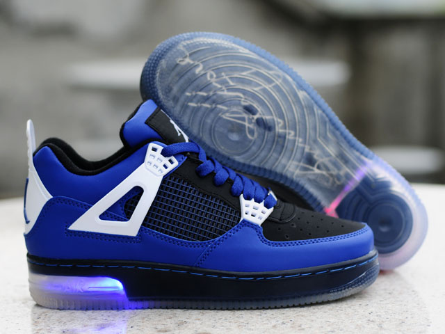 Nice Air Force Jordan 4 Shine Sole Blue Black White Shoes