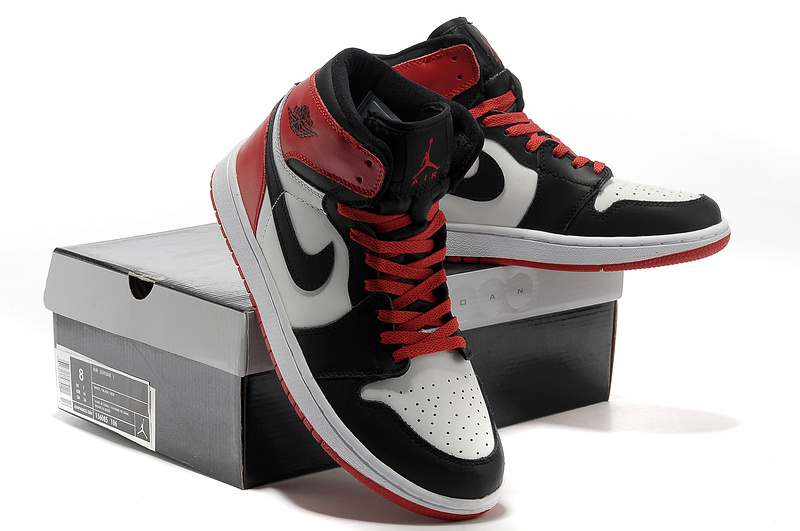 Air Jordan 1 High Black White Red Shoes