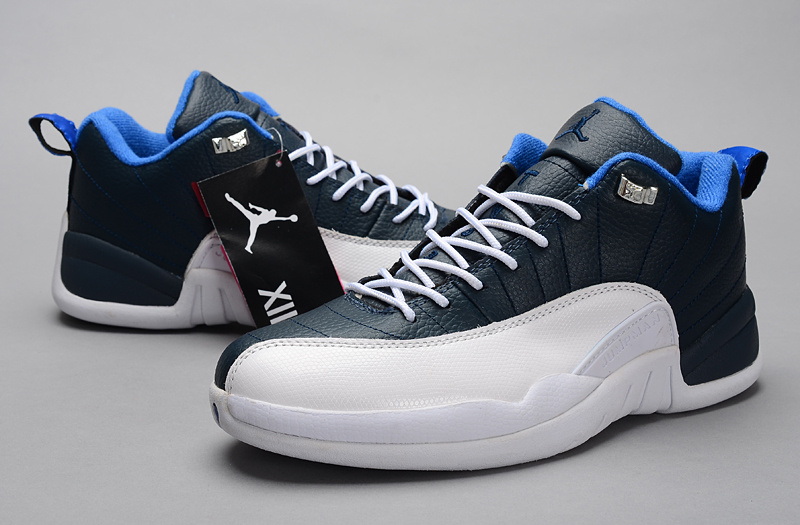 navy blue and white 12s jordans