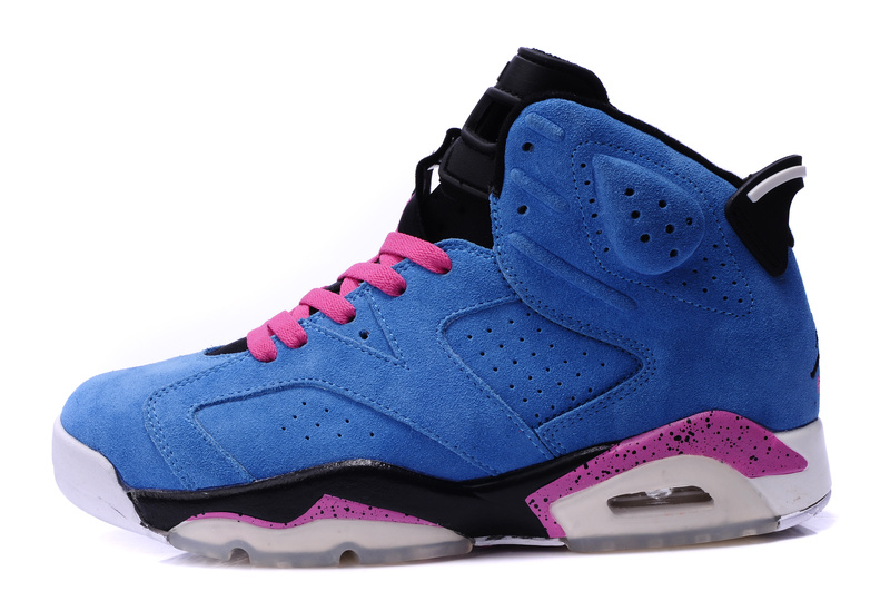 New Air Jordan 6 Suede Blue Pink Black Shoes