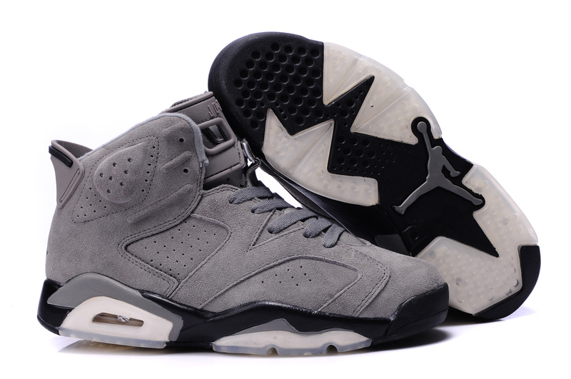 New Air Jordan 6 Suede Grey Black Shoes