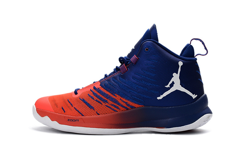 Air Jordan Super Fly X Blue Reddish Orange White Shoes