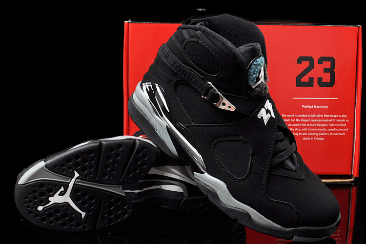 Duplicate Air Jordan 8 Black Grey Shoes