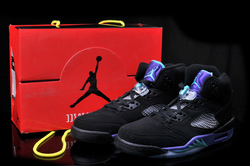 New Arrival Hardback Air Jordan 5 Black Purple Shoes