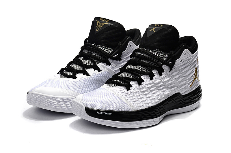 Jordan Melo 13 White Black Gold Shoes