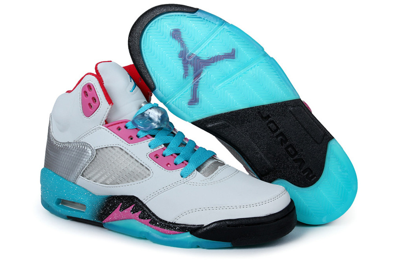 Miami Air Jordan 5 White Blue Pink Shoes