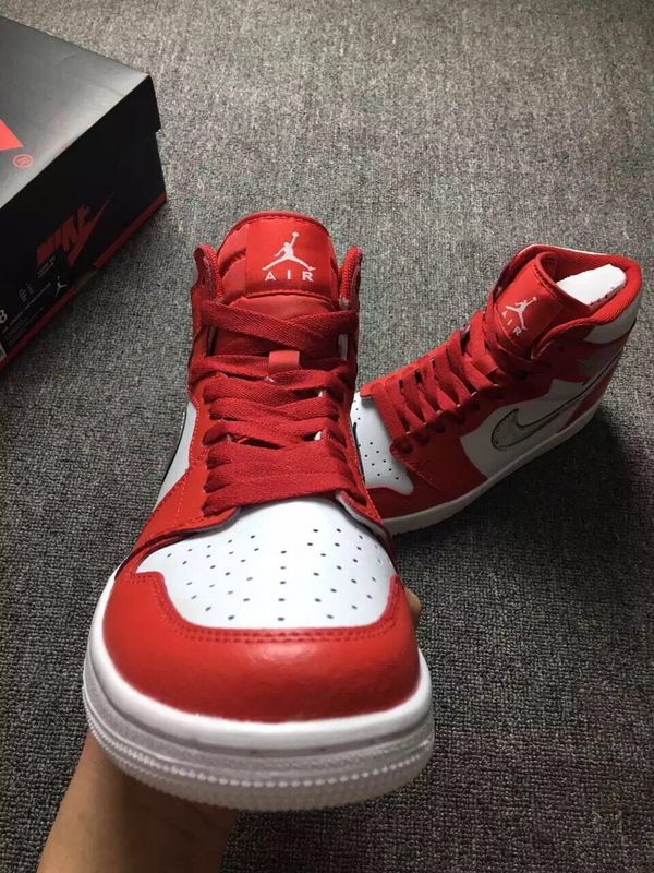 New Air Jordan 1 White Red Silver Shoes