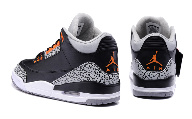 New Air Jordan 3 Black White Cement Orange Shoes