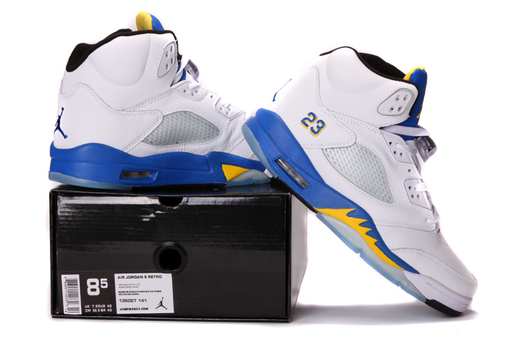 2013 Air Jordan 5 White Blue Shoes