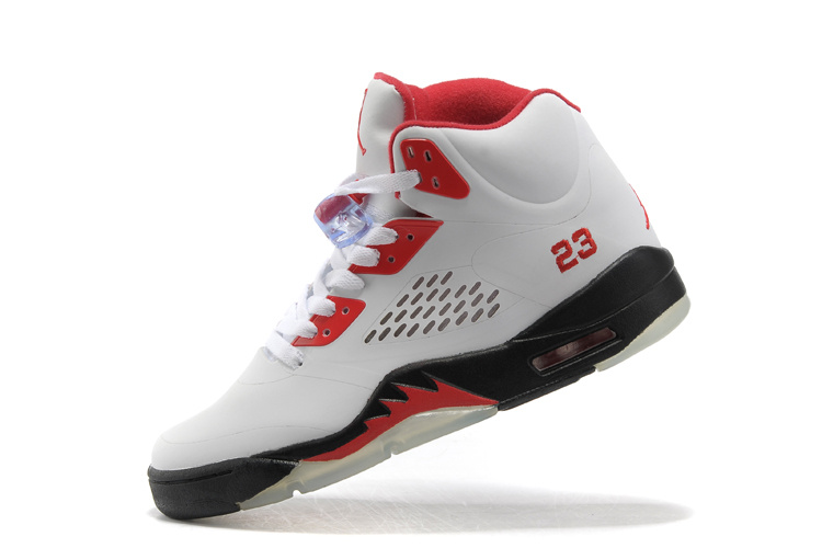 New Air Jordan Retro 5 White Red Black Shoes