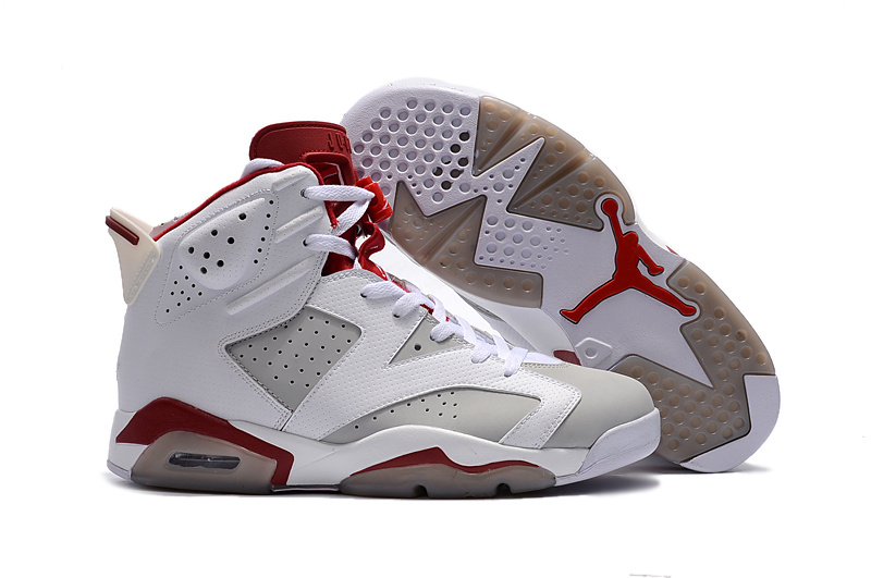 jordans 6 white and red