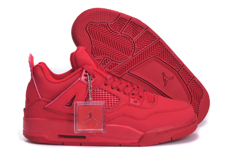 New Arrival Jordan 4 All Red Shoes For 
