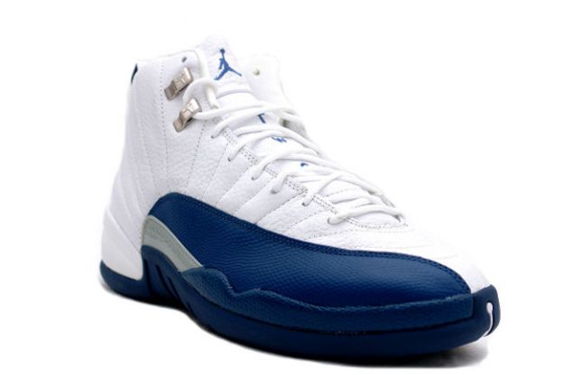 Jordan 12 Retro white french blue metallic silver shoes